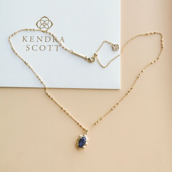 Kendra Scott Piper Collection. Gold Blue Lapis Necklace - Picture 3 of 4
